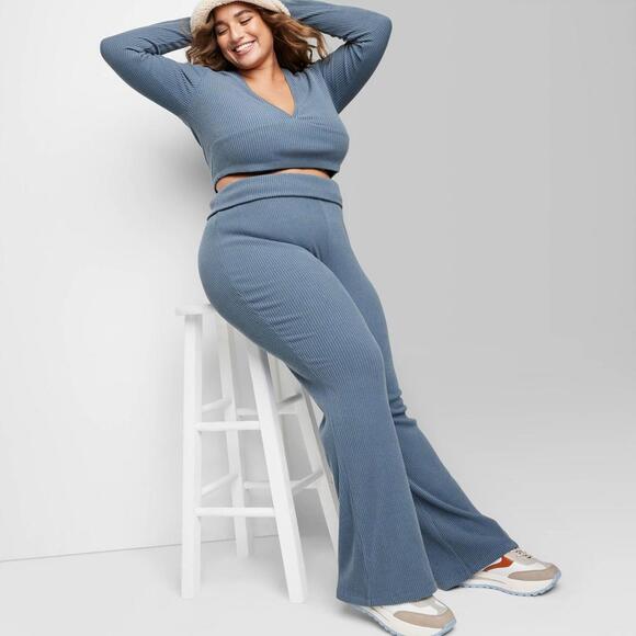 High-Waisted Cozy Ribbed Lounge Flare Leggings | Wild Fable | 2X - Picture 9 of 9